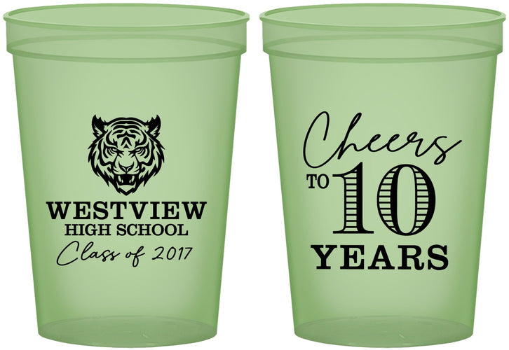 Custom Class Reunion 16 oz Glow In The Dark Cups - Class Of 2017 10 Year | 140005