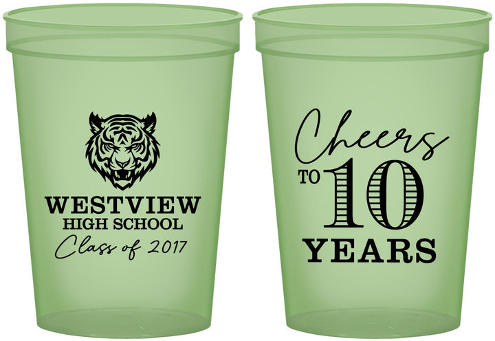 Custom Class Reunion 16 oz Glow In The Dark Cups - Class Of 2017 10 Year | 140005