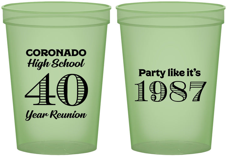Custom Class Reunion 16 oz Glow In The Dark Cups - Class Of 1987 40 Year | 140008