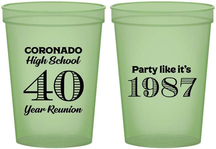 Custom Class Reunion 16 oz Glow In The Dark Cups - Class Of 1987 40 Year | 140008