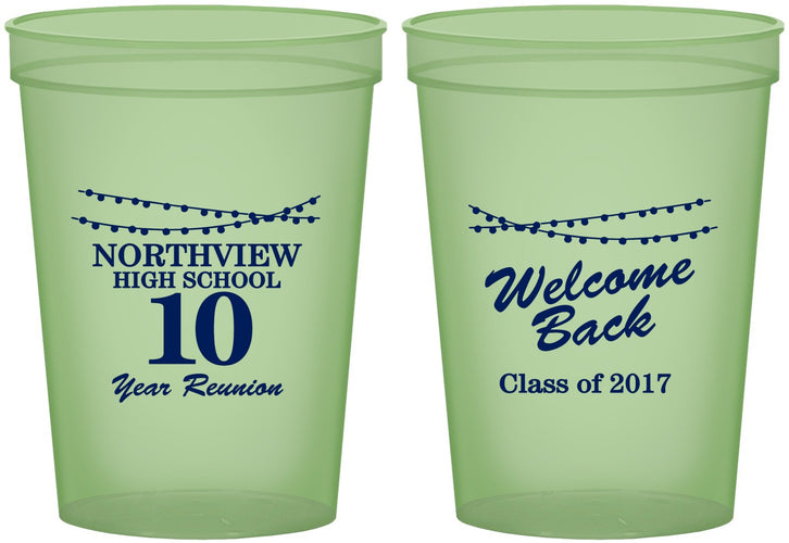 Custom Class Reunion 16 oz Glow In The Dark Cups - Class Of 2017 10 Year | 140010