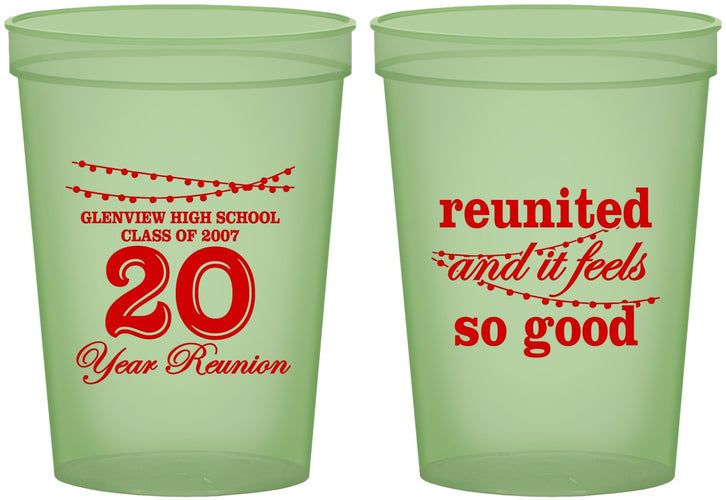 Custom Class Reunion 16 oz Glow In The Dark Cups - Class Of 2007 20 Year | 140011
