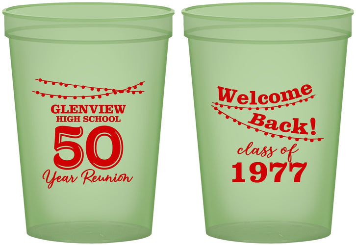 Custom Class Reunion 16 oz Glow In The Dark Cups - Class Of 1977 50 Year | 140019