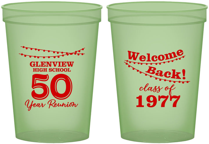 Custom Class Reunion 16 oz Glow In The Dark Cups - Class Of 1977 50 Year | 140019