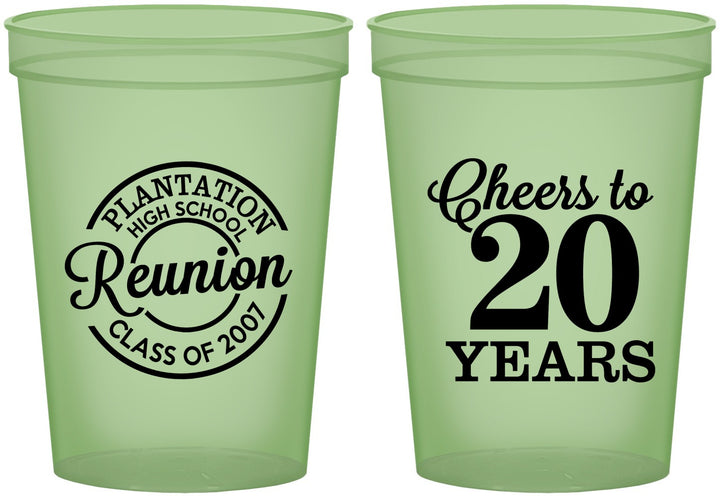 Custom Class Reunion 16 oz Glow In The Dark Cups - Class Of 2007 20 Year | 140021