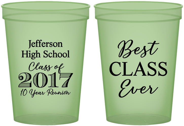 Custom Class Reunion 16 oz Glow In The Dark Cups - Class Of 2017 10 Year | 140025