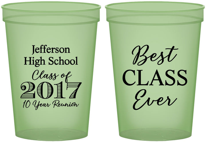 Custom Class Reunion 16 oz Glow In The Dark Cups - Class Of 2017 10 Year | 140025