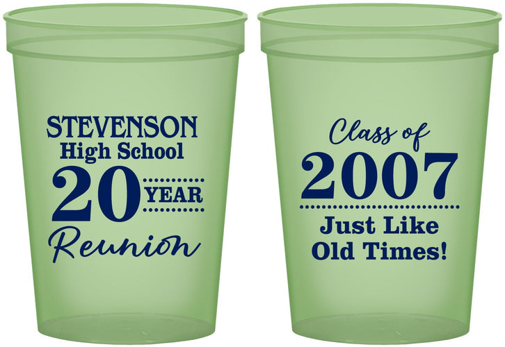 Custom Class Reunion 16 oz Glow In The Dark Cups - Class Of 2007 20 Year | 140026