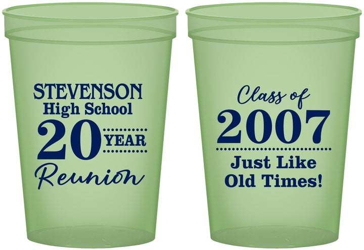 Custom Class Reunion 16 oz Glow In The Dark Cups - Class Of 2007 20 Year | 140026