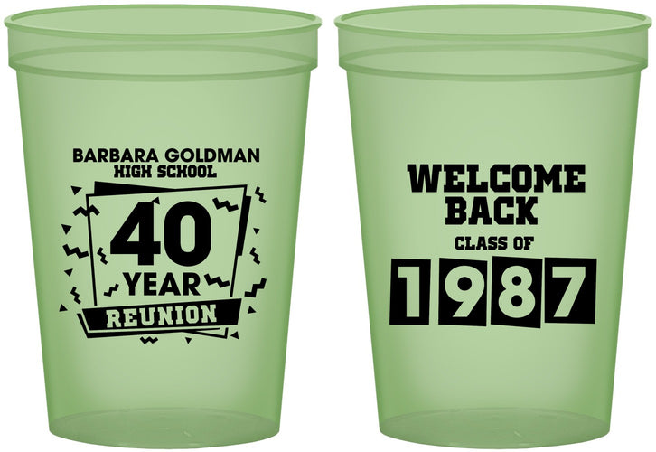 Custom Class Reunion 16 oz Glow In The Dark Cups - Class Of 1987 40 Year | 140028