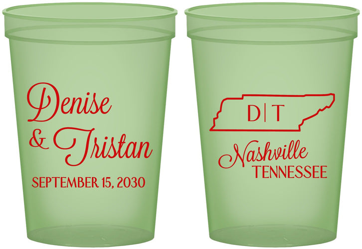 Custom Wedding 16 oz Glow In The Dark Cups - Tennessee | 141