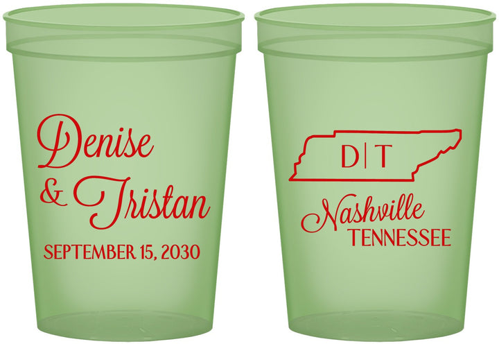 Custom Wedding 16 oz Glow In The Dark Cups - Tennessee | 141