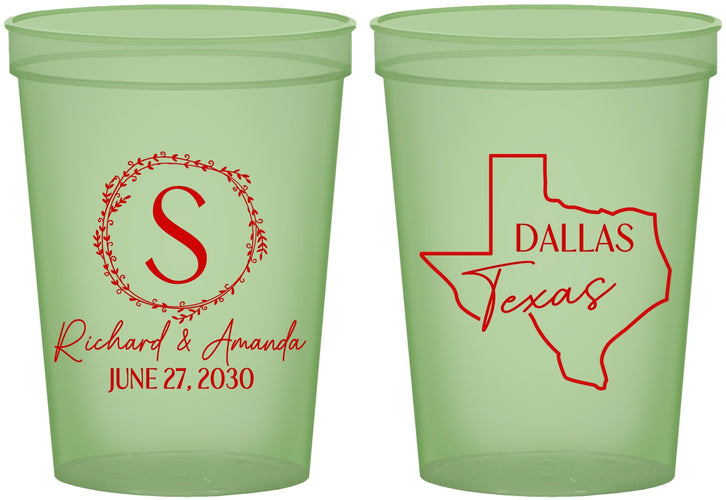 Custom Wedding 16 oz Glow In The Dark Cups - Texas | 142