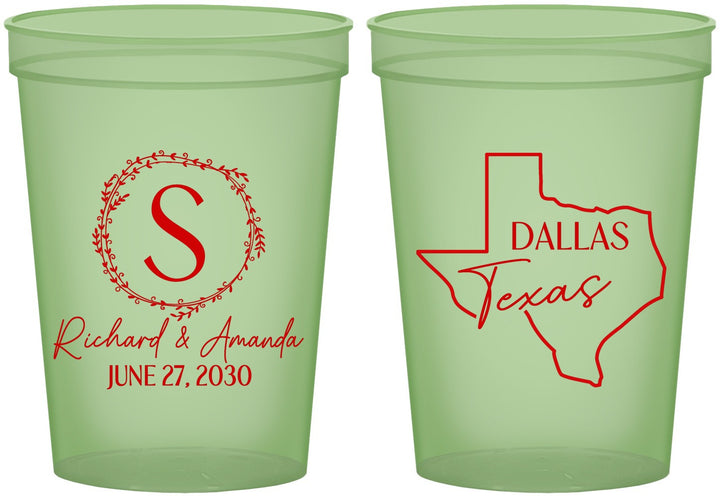 Custom Wedding 16 oz Glow In The Dark Cups - Texas | 142