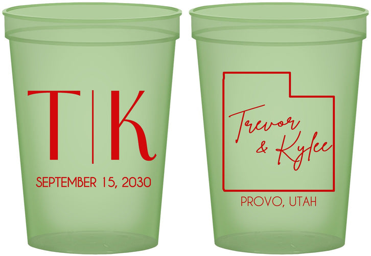 Custom Wedding 16 oz Glow In The Dark Cups - Utah | 143