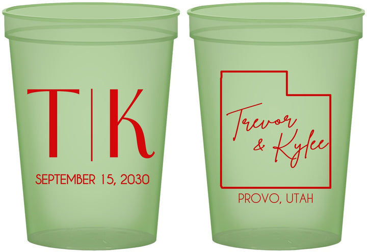 Custom Wedding 16 oz Glow In The Dark Cups - Utah | 143
