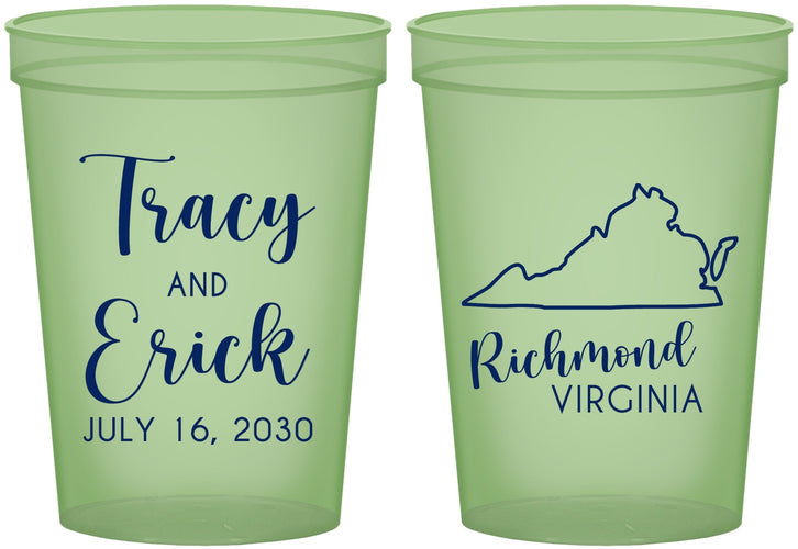 Custom Wedding 16 oz Glow In The Dark Cups - Virginia | 145
