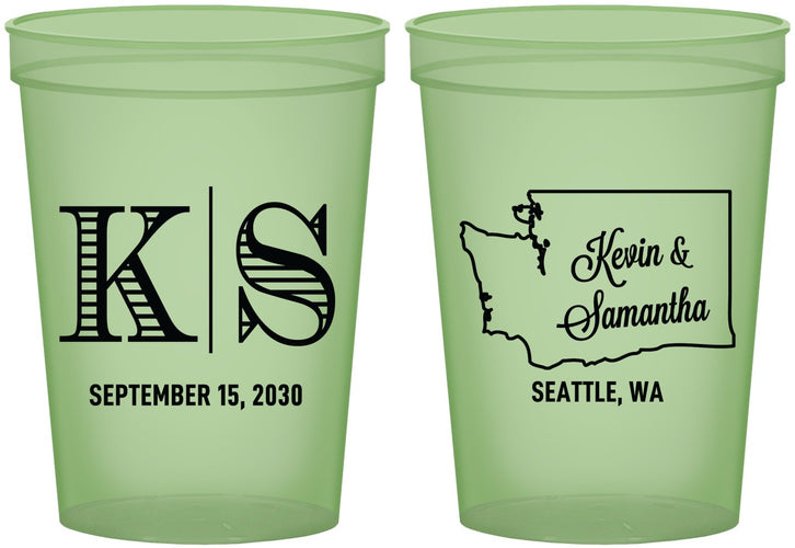 Custom Wedding 16 oz Glow In The Dark Cups - Washington | 146