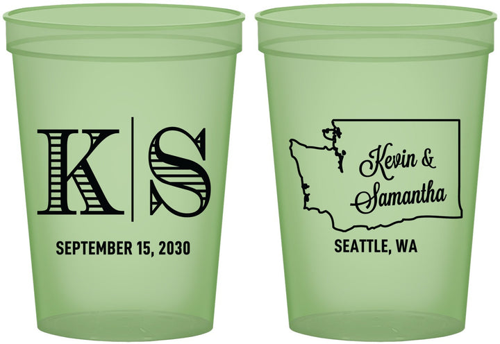 Custom Wedding 16 oz Glow In The Dark Cups - Washington | 146