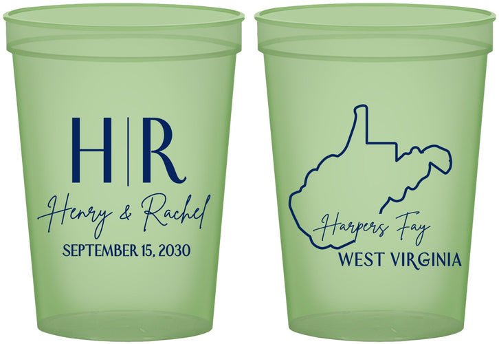 Custom Wedding 16 oz Glow In The Dark Cups - West Virginia | 147
