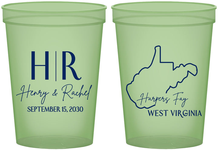 Custom Wedding 16 oz Glow In The Dark Cups - West Virginia | 147