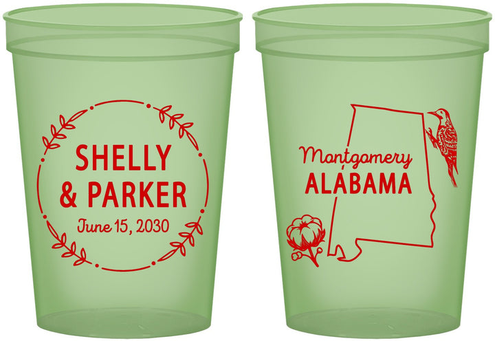 Custom Wedding 16 oz Glow In The Dark Cups - Alabama | 150