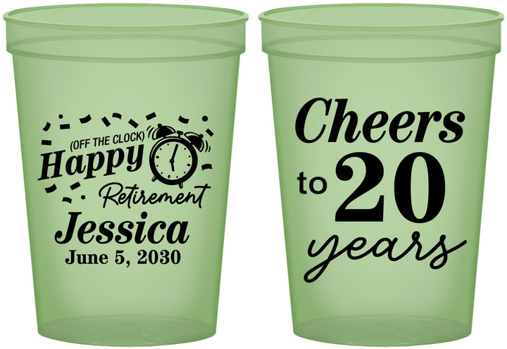 Custom Retirement 16 oz Glow In The Dark Cups - Off The Clock | 150001