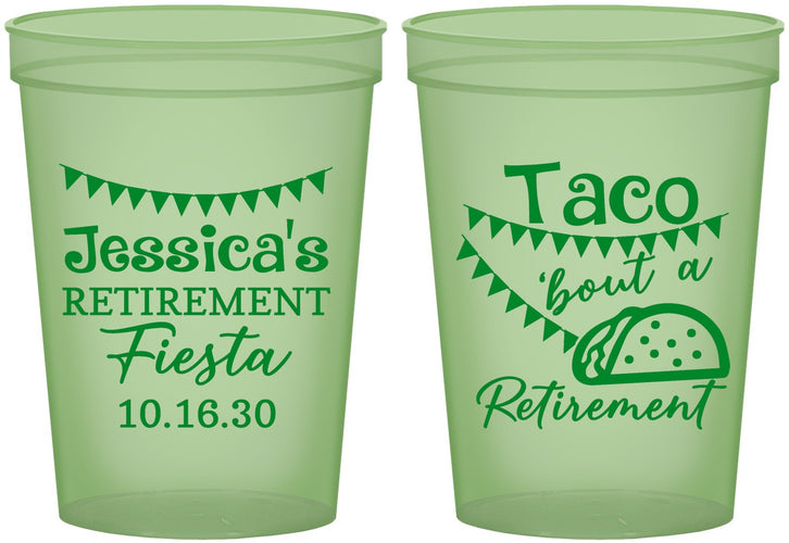 Custom Retirement 16 oz Glow In The Dark Cups - Taco Bout A Retirement | 150002