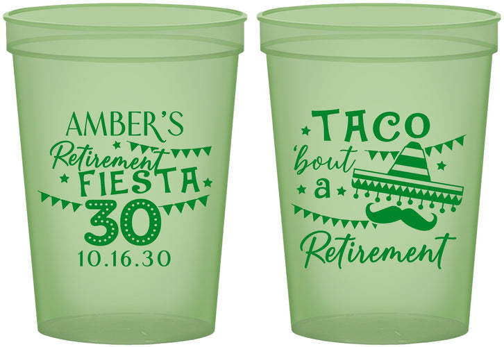 Custom Retirement 16 oz Glow In The Dark Cups - Taco Bout A Retirement | 150003