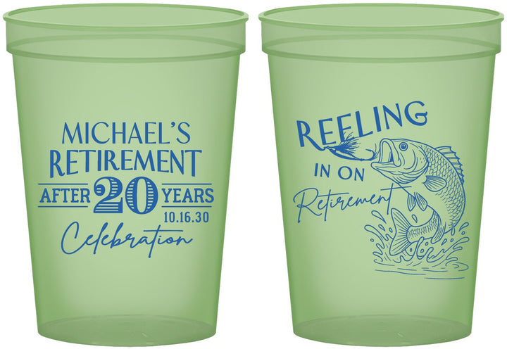 Custom Retirement 16 oz Glow In The Dark Cups - Fishing Reeling In | 150007
