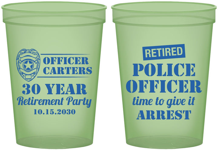 Custom Retirement 16 oz Glow In The Dark Cups - Police Officer | 150010