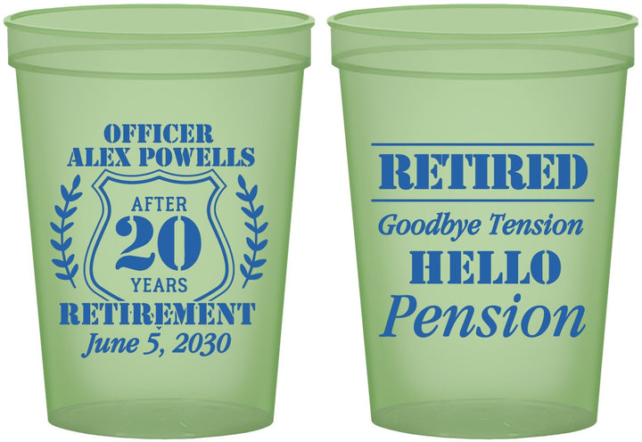 Custom Retirement 16 oz Glow In The Dark Cups - Police Officer | 150011