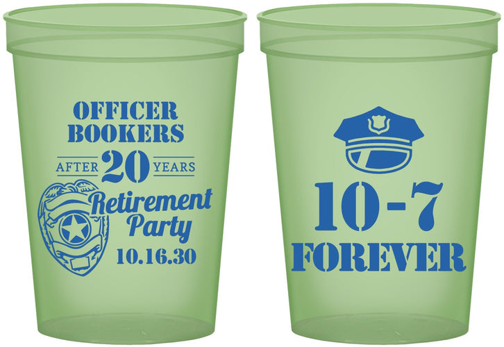 Custom Retirement 16 oz Glow In The Dark Cups - Police Officer | 150012