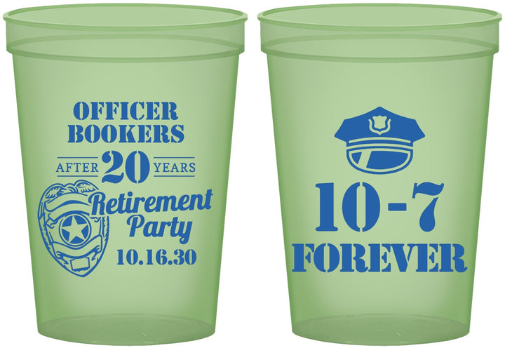 Custom Retirement 16 oz Glow In The Dark Cups - Police Officer | 150012