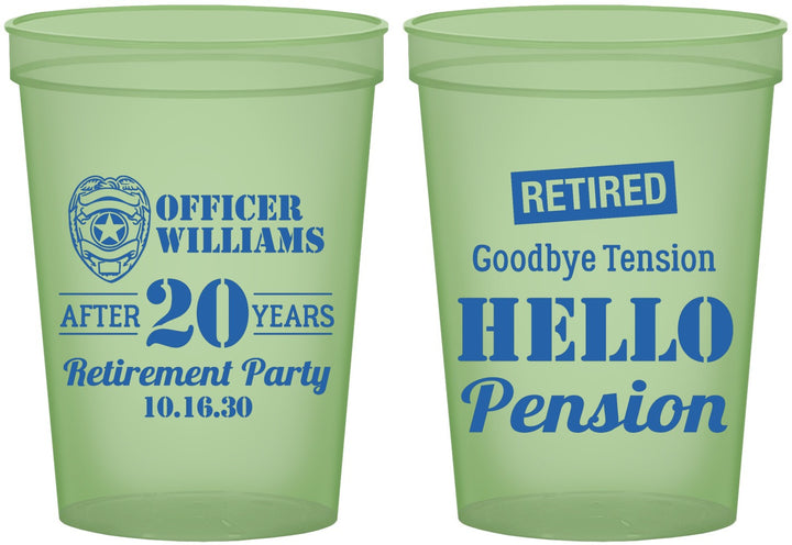 Custom Retirement 16 oz Glow In The Dark Cups - Police Officer | 150013