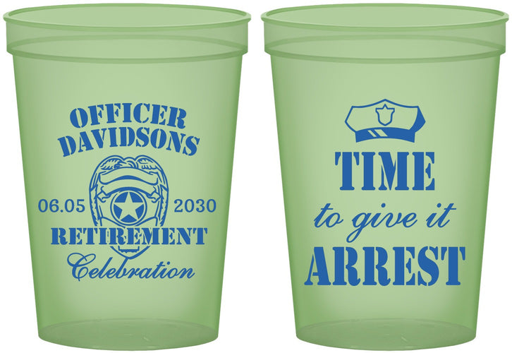 Custom Retirement 16 oz Glow In The Dark Cups - Police Officer | 150014