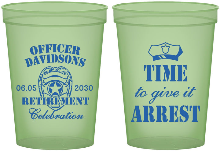 Custom Retirement 16 oz Glow In The Dark Cups - Police Officer | 150014