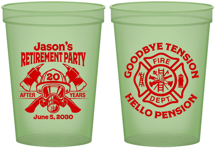Custom Retirement 16 oz Glow In The Dark Cups - Firefighter | 150015
