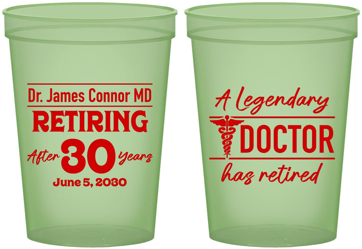 Custom Retirement 16 oz Glow In The Dark Cups - Doctor | 150018