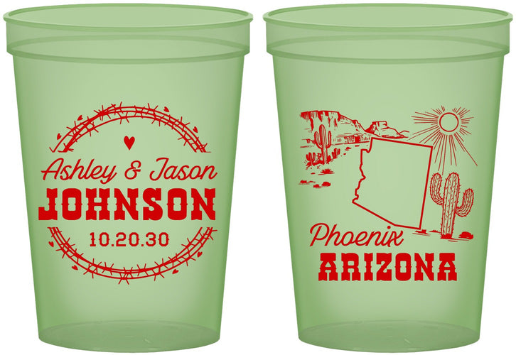Custom Wedding 16 oz Glow In The Dark Cups - Arizona | 152
