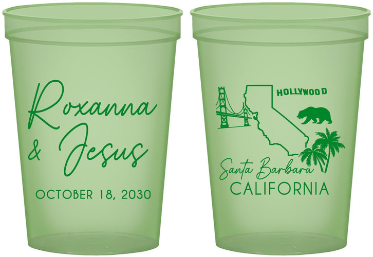 Custom Wedding 16 oz Glow In The Dark Cups - California | 154