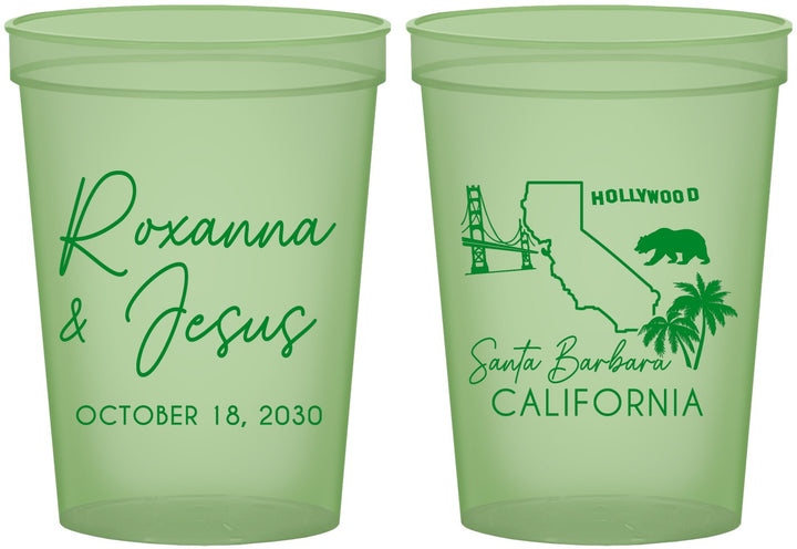 Custom Wedding 16 oz Glow In The Dark Cups - California | 154