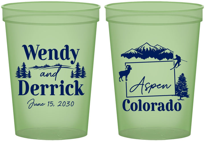 Custom Wedding 16 oz Glow In The Dark Cups - Colorado | 155