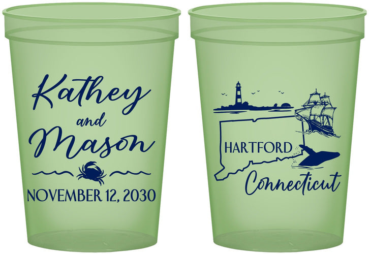 Custom Wedding 16 oz Glow In The Dark Cups - Connecticut | 156