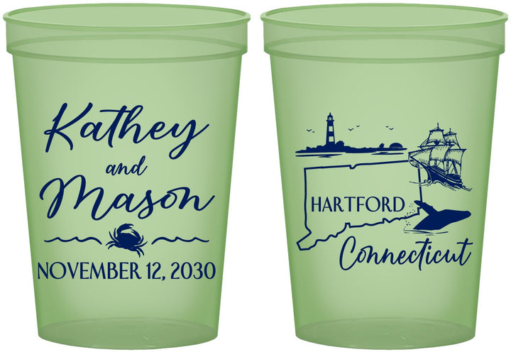 Custom Wedding 16 oz Glow In The Dark Cups - Connecticut | 156