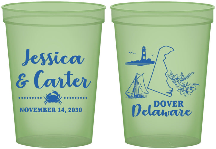 Custom Wedding 16 oz Glow In The Dark Cups - Delaware | 157