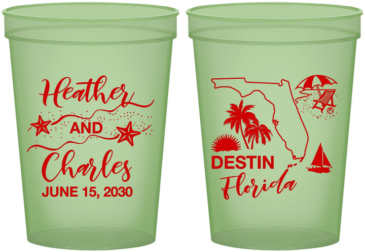 Custom Wedding 16 oz Glow In The Dark Cups - Florida | 158