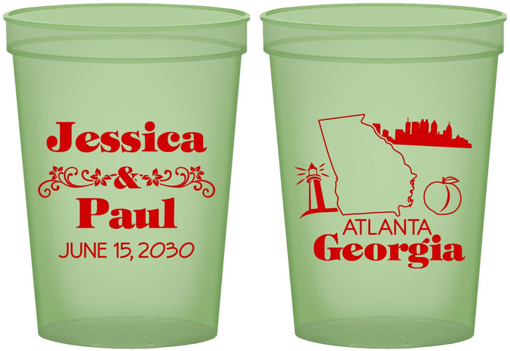 Custom Wedding 16 oz Glow In The Dark Cups - Georgia | 159