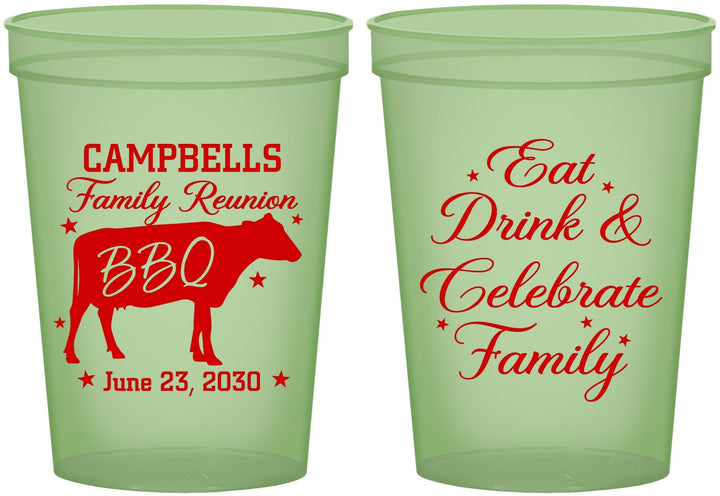 Custom Family Reunion 16 oz Glow In The Dark Cups - Bbq Eat Drink | 160004