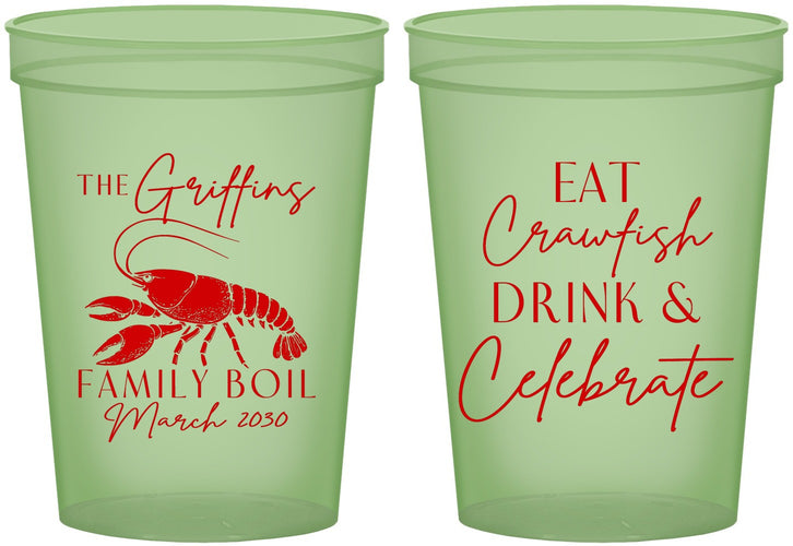 Custom Family Reunion 16 oz Glow In The Dark Cups - Crawfish Boil | 160007